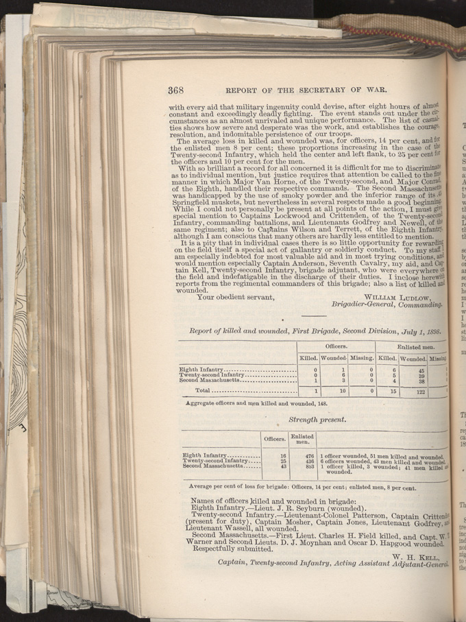War Department Reports, Page 368, General Ludlow's Report