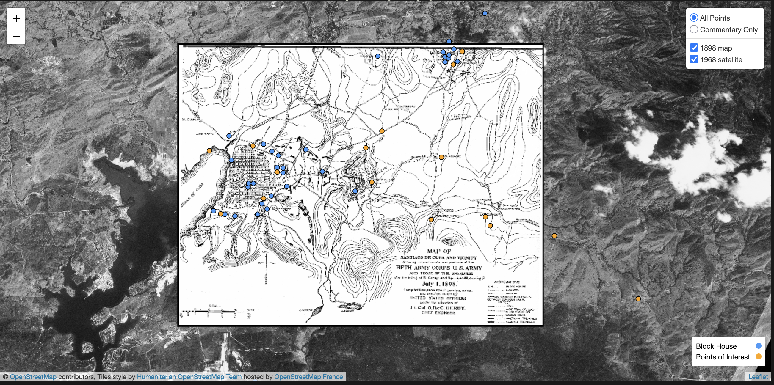 Screenshot of map with satellite image